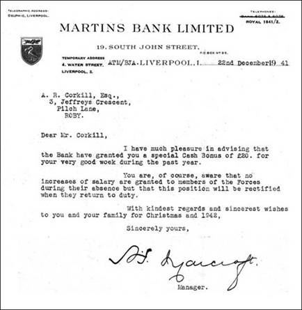 1941 Dec 22 Staff Bonus Award Letter to A R Corkill - Stephen Walker MBA.jpg