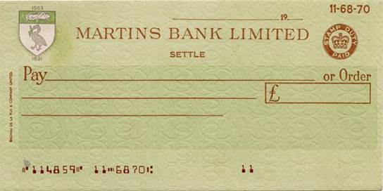 1960 s Settle Cheque with MICR - MBA