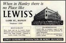 1957 Lewis's Hanley Ad